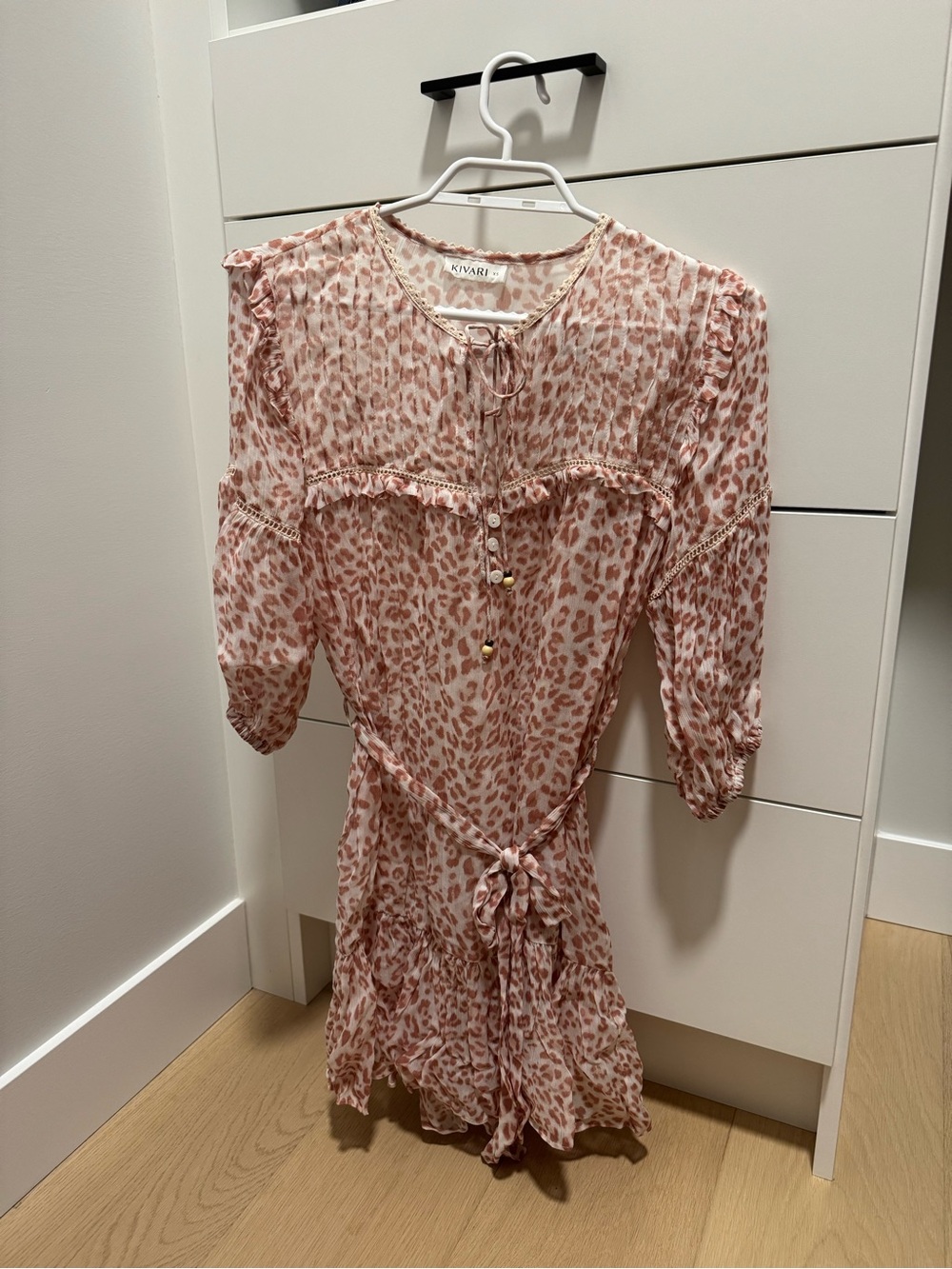 Kivari - Pink Blush Leopard Print Ruffle Mini Dress
